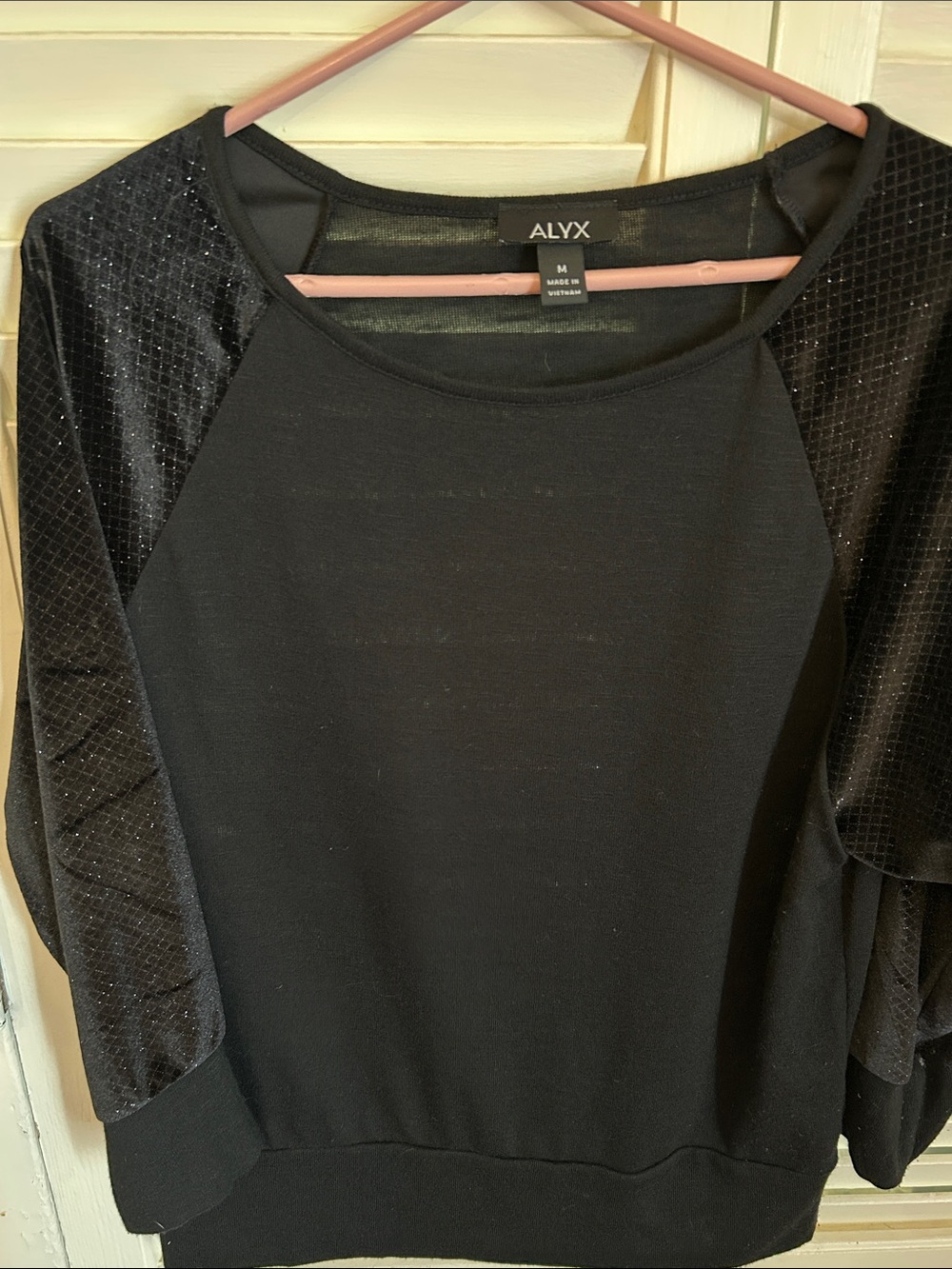 Alyx Black Women's Raglan Sparkle Sleeve Sweatshirt